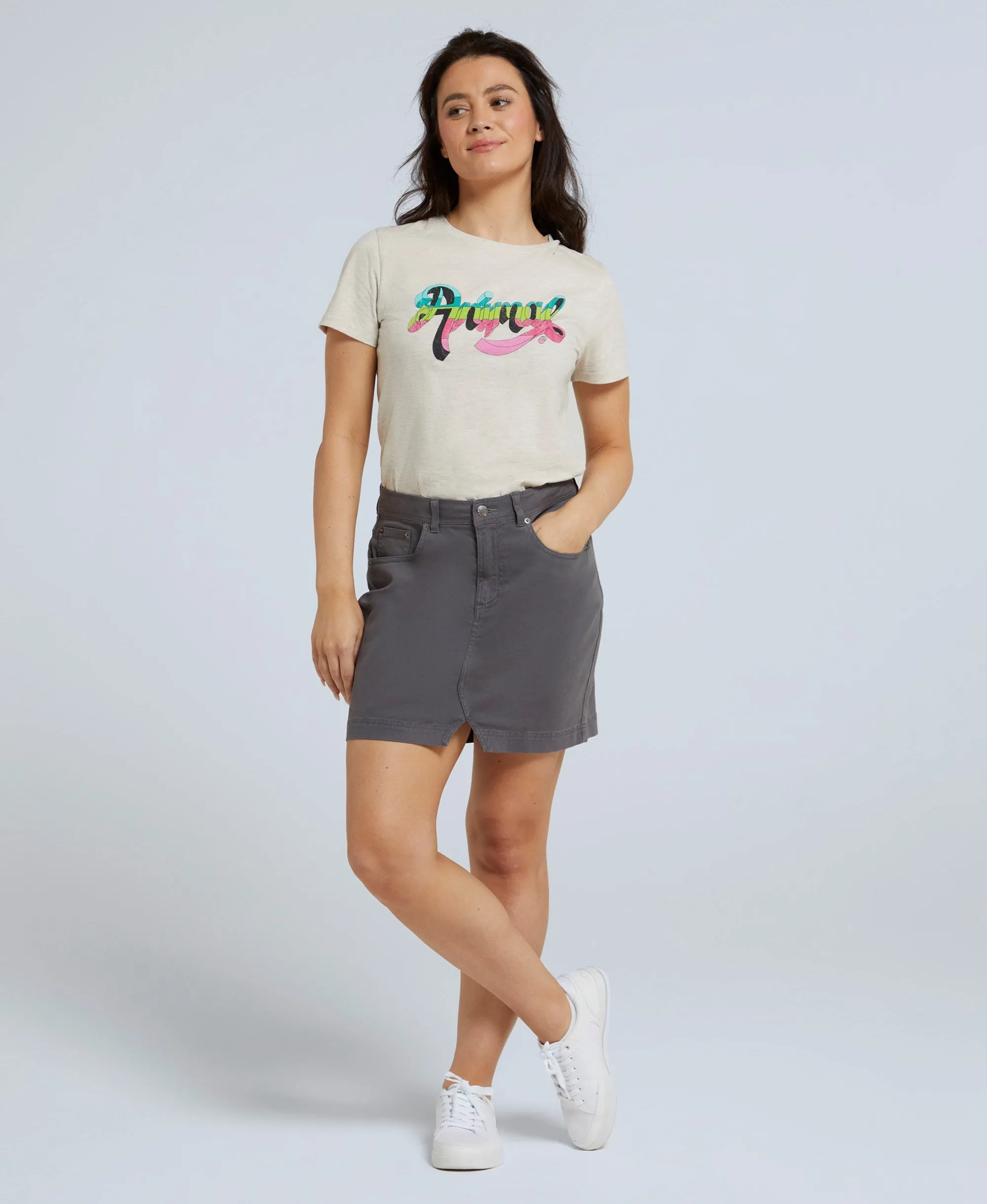 Carina Womens Graphic T-Shirt - Beige