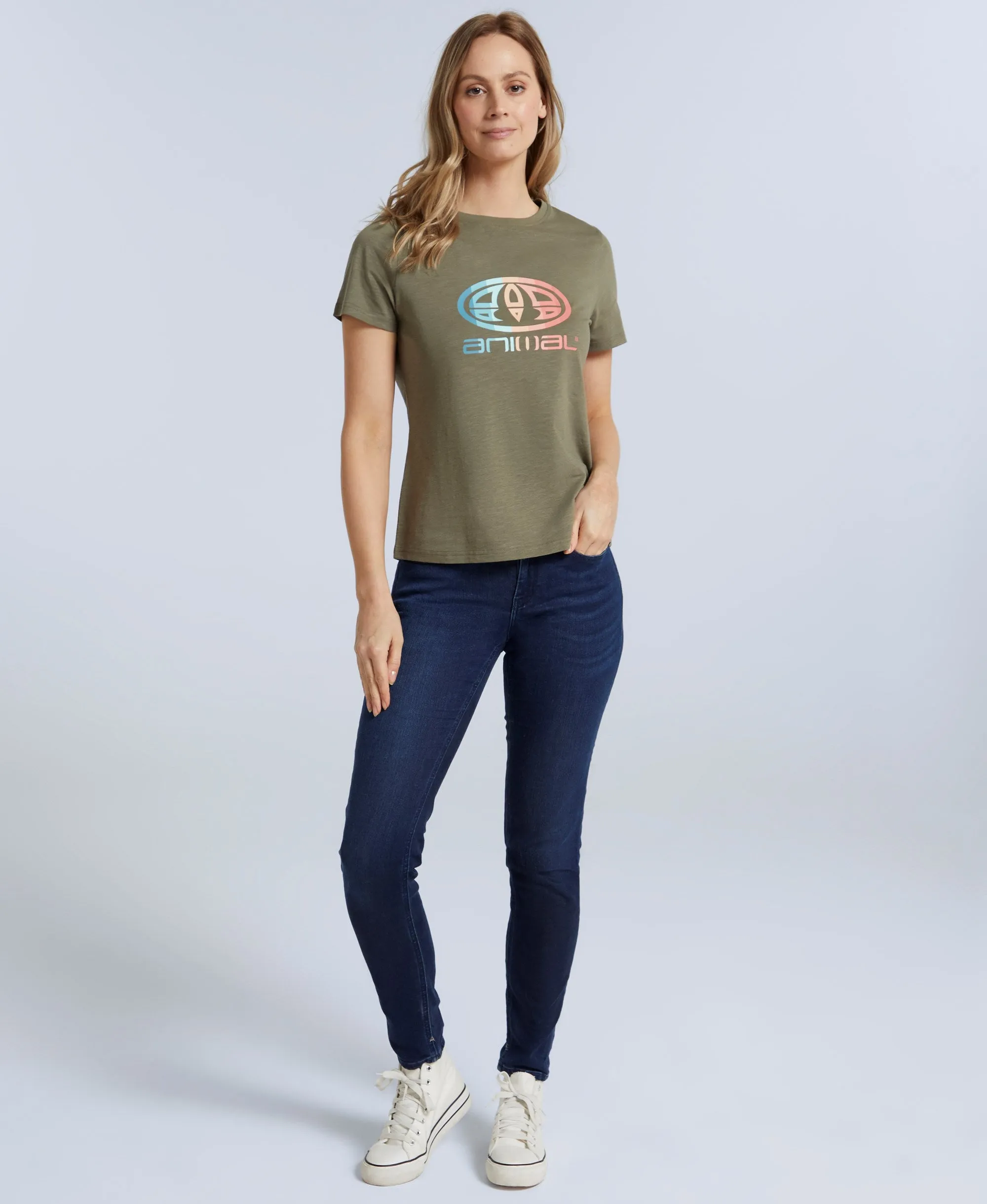 Carina Womens Graphic T-Shirt - Khaki
