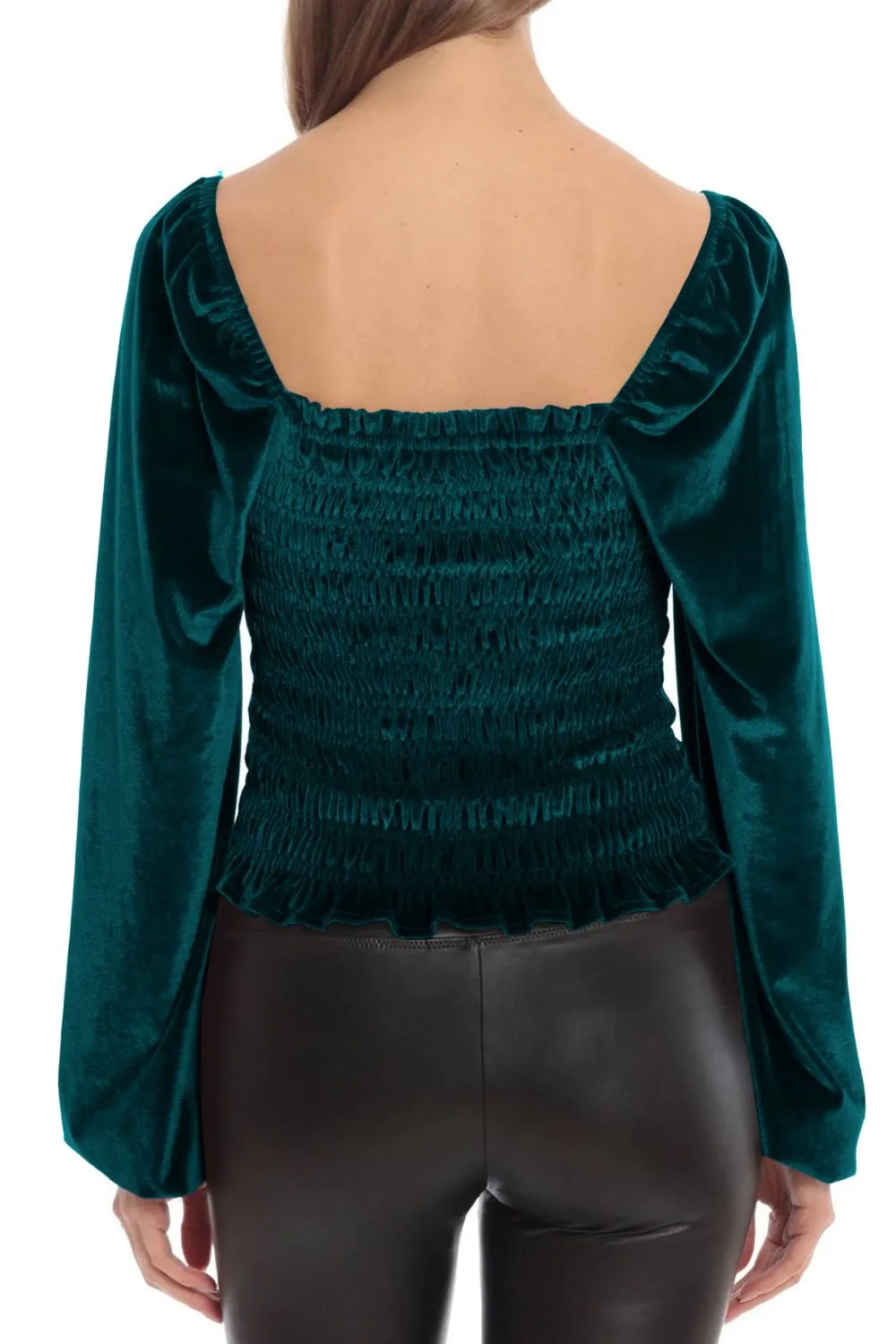 Double Take Smocked Square Neck Long Sleeve Blouse