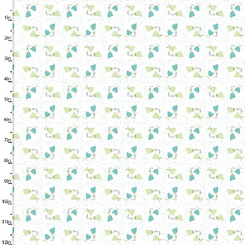 Fabric Editions Hello Spring White Tulip Toss Cotton Prints