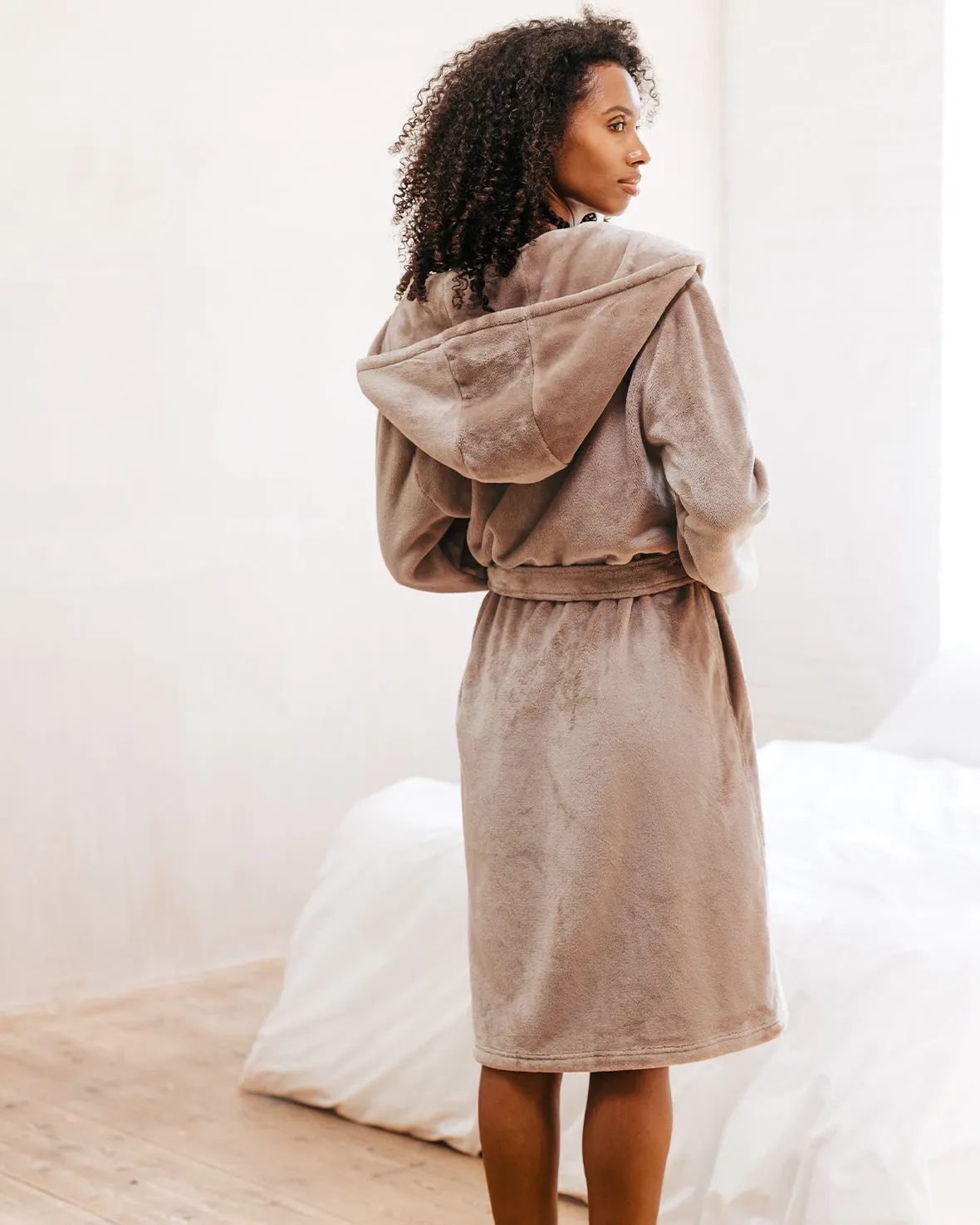 Fleece Dressing Gown - Beige