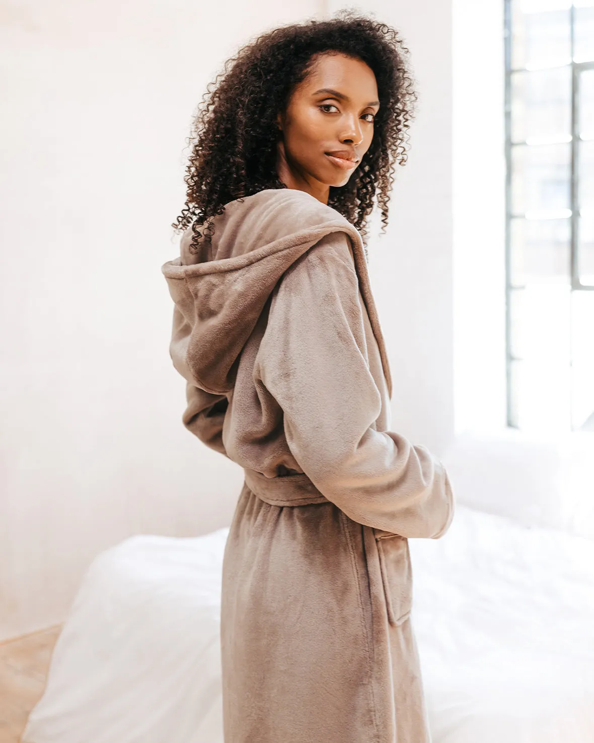 Fleece Dressing Gown - Beige