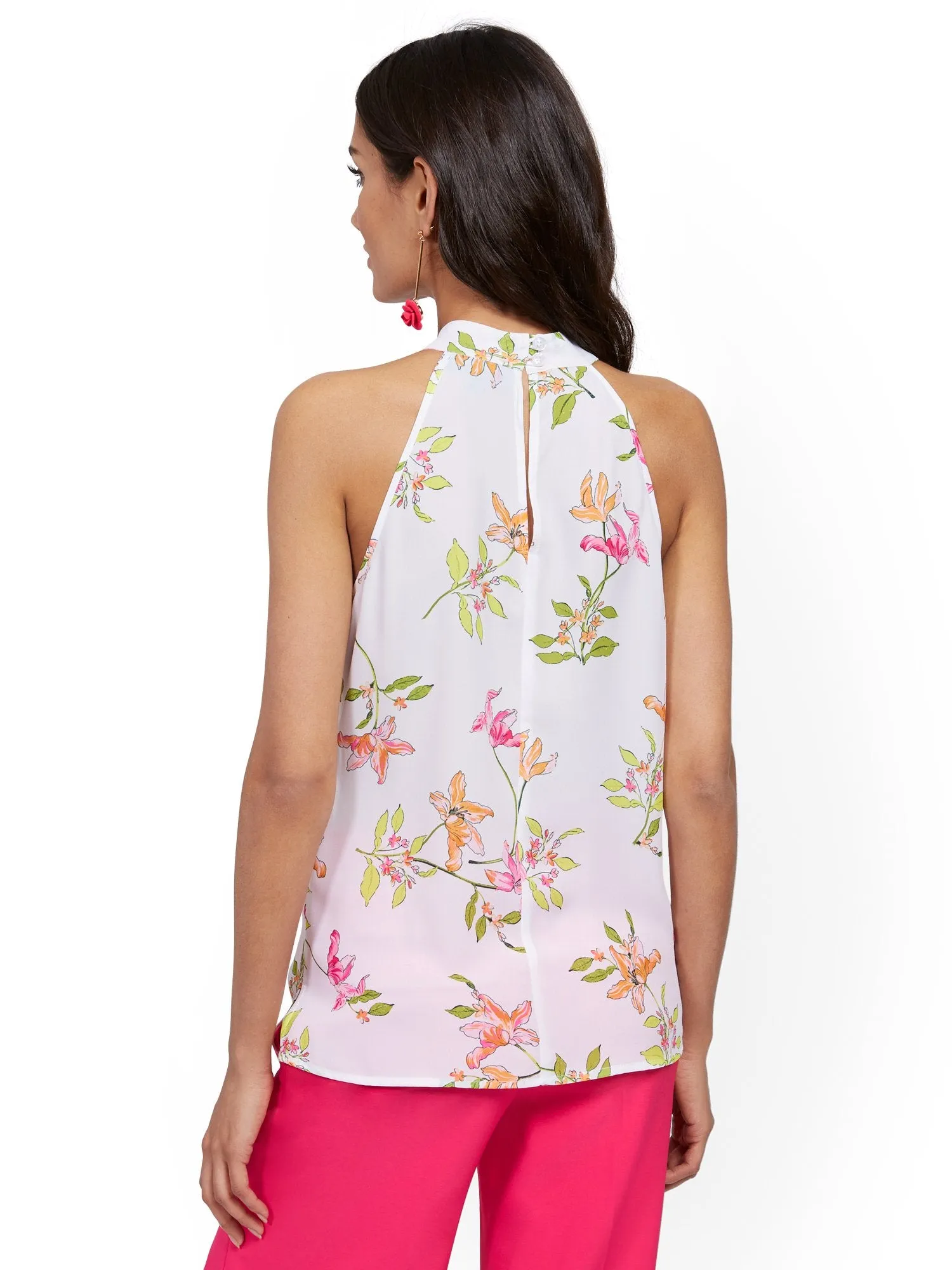 Floral Tie-Neck Halter Blouse