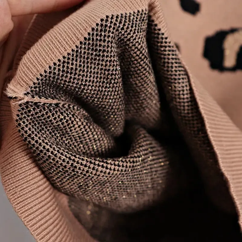 Leopard O-Neck Knitted Sweater
