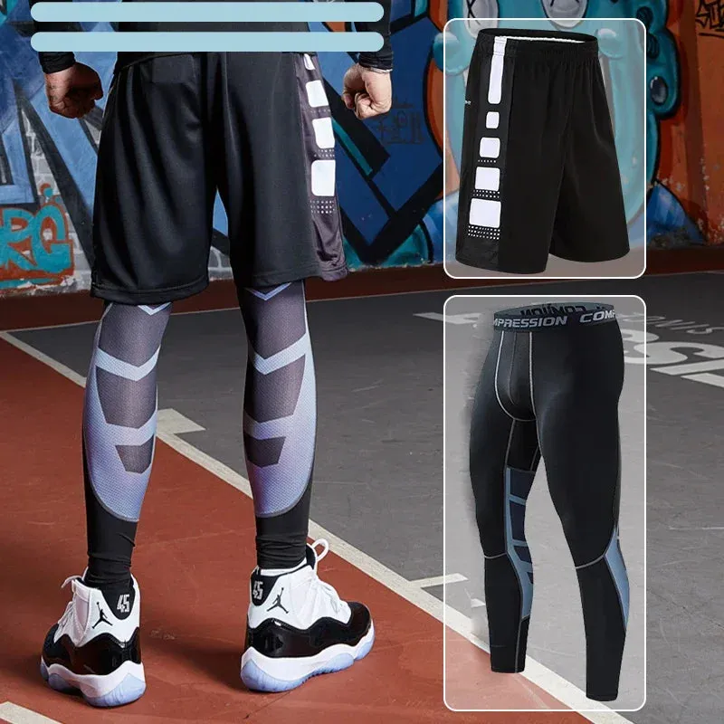 Men's Compression Running Tracksuit - Fitness Sportswear Set with Leggings & Tight Sweatpants | Gym Training Rash Guard