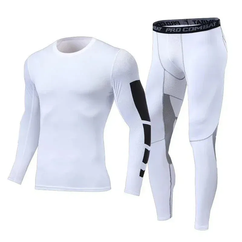 Men's Compression Running Tracksuit - Fitness Sportswear Set with Leggings & Tight Sweatpants | Gym Training Rash Guard