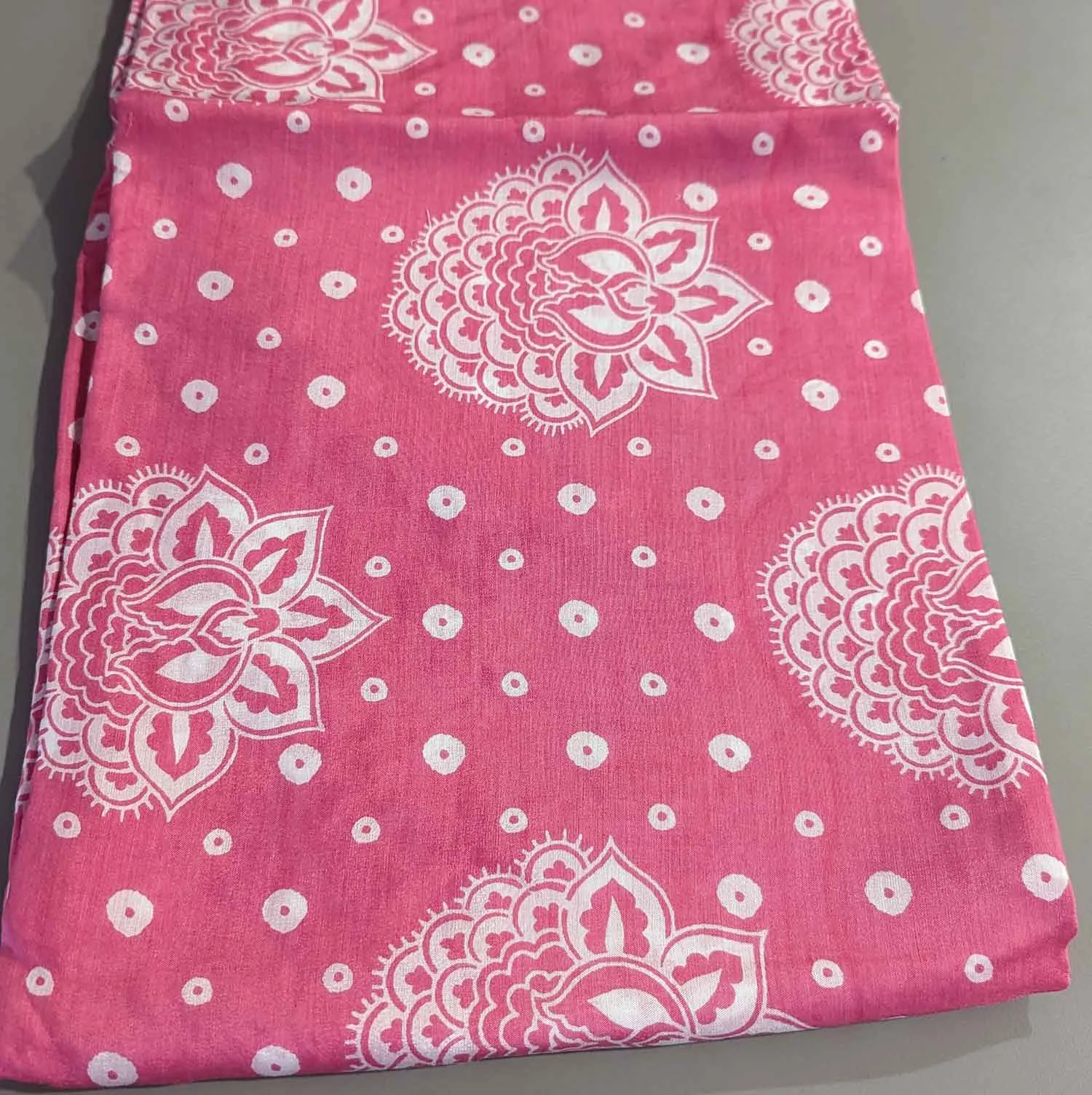 Pink & White Traditional Viscose Muslin Silk Fabric