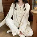 Winter Women 2 Pieces Home Suit 2024 New Spring Autumn Long Sleeve Pajama Sets Loose Soft Cardigan Sleepwear Loungewear Clothes